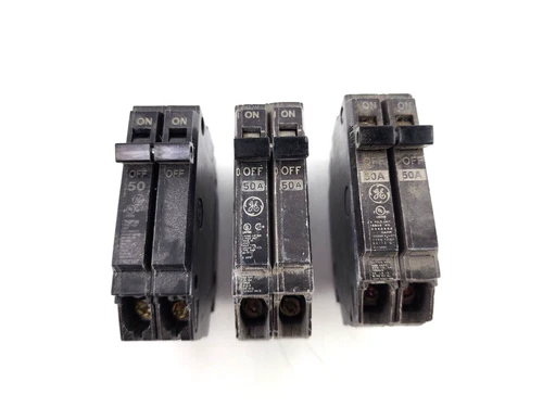 2pcs Used GE THQP250 50A 2 Pole 120/240VAC Circuit Breaker Tandem