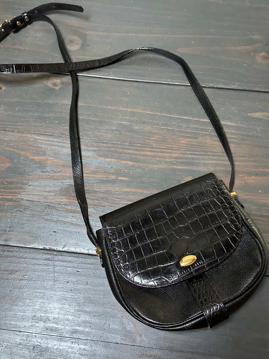 Vintage Bally Crossbody Shoulder Handbag Saddle Bag Purse Black 8