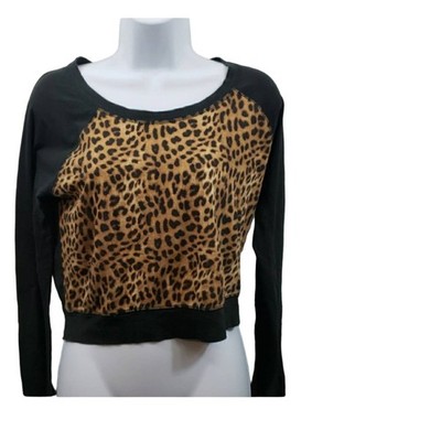 Pink Victoria's Secret  Cheetah Crop LS Top Small