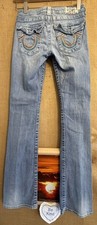 True Religion women s vintage 25 W x 32L stone blue jeans USA made pockets zippe