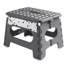9" Folding Plastic Step Foot Stool with Handle - Gray