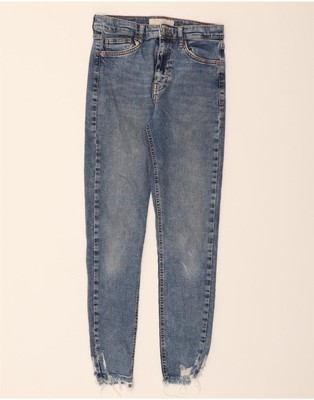 TOPSHOP Damen Crop Skinny Jeans W28 L26 Blau Baumwolle DK15