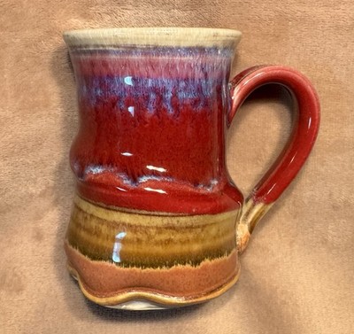Drip Glaze Studio Art Pottery Coffee Mug Cup Pen Holder SIGNED Funky Boho