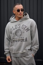 YOUNGLA (SOLD OUT) -5167 -GOLD'S IRON LEGACY CREST HOODIES - HEATHER GREY- SMALL