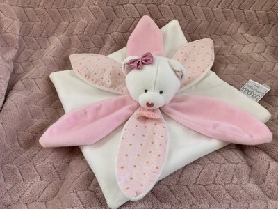 Doudou Et Compagnie Bear Plush Lovey Security Blanket Pink 