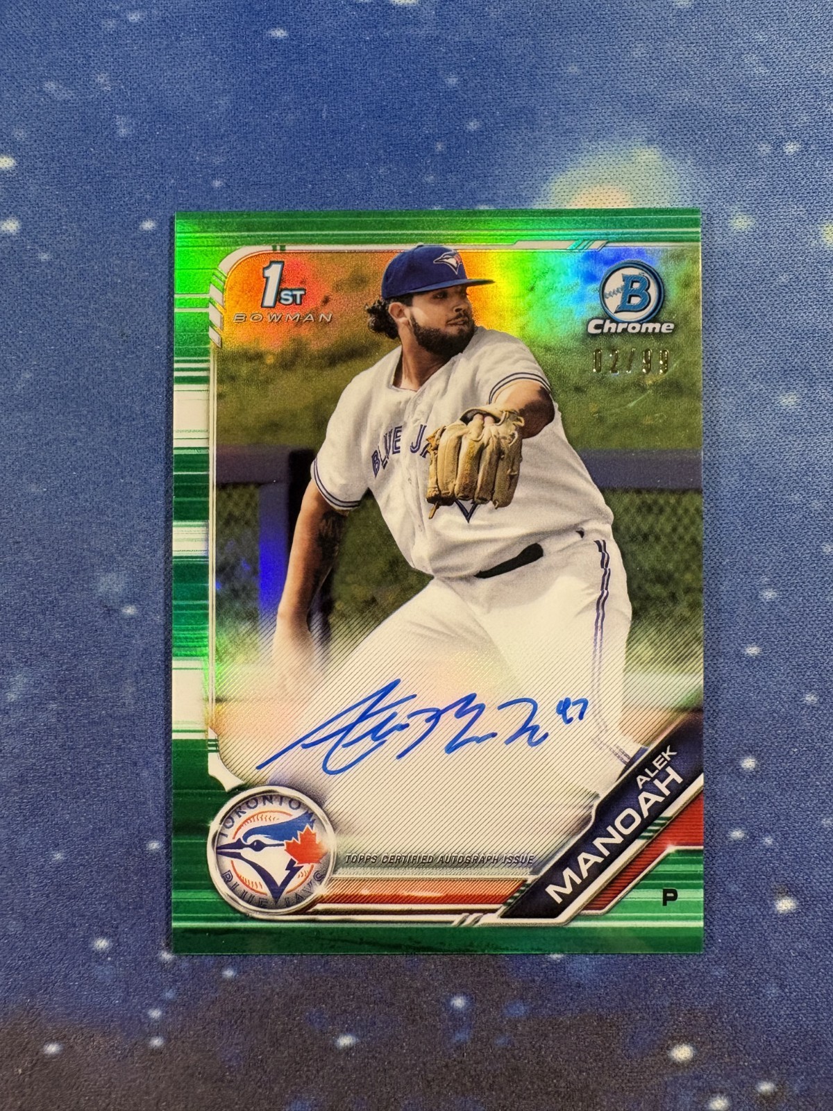 Alek Manoah 2019 Bowman Draft #CDA-AM 1st Chrome Green Refractor Auto /99