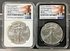 2021 & 2022 (W) TY-1 & TY-2 JOE BIDEN BLACK & WHITE SILVER EAGLES NGC MS69 PAIR