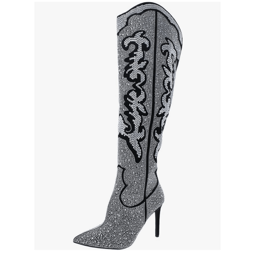 Inc Black/Silver Iresa Bling Boots Size 6.5 - Picture 4 of 10