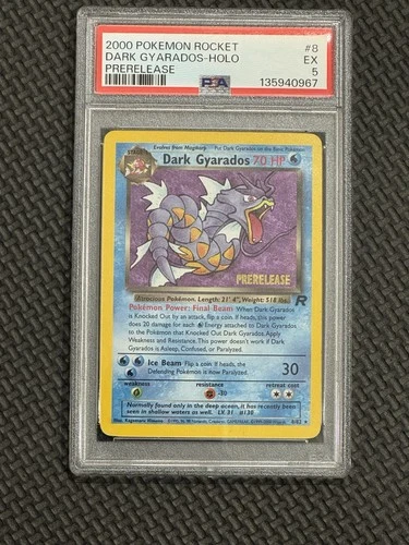 2000 Pokémon Team Rocket Holo Rare Dark Gyarados Prerelease 8/82 PSA 5