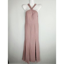 Azazie Rosette Halter Neck For Flare Maxi Dress Women's A0 Wedding Prom