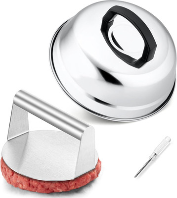 9In Melting Dome & 5.5In Burger Press,  Stainless Steel Small Basting Cover with