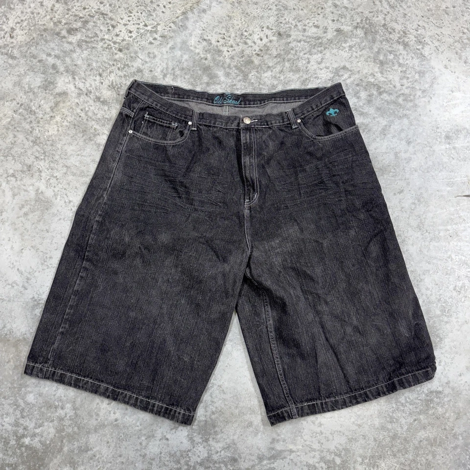 Pantalones Cortos de Denim Old Skool Para Hombres 48 Negros Sueltos Pantalones Cortos Flor de Lis Gráfico Ropa de Calle Foto 4 de 4