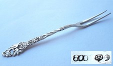 1. De 2. Rare Fourchette À Servir, Pigeons, Argent 800 K863