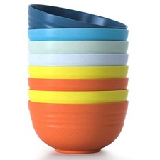 24 OZ Unbreakable Cereal Bowls 8 Pieces Wheat Straw Bowls Microwave and Dishw...