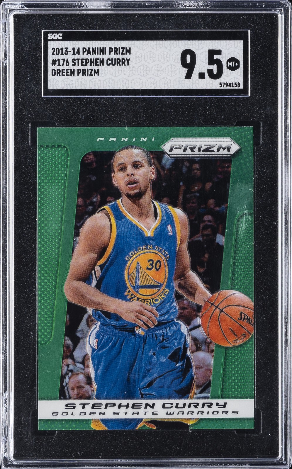 2013-14 PANINI PRIZM GREEN PRIZM #176 STEPHEN CURRY SGC 9.5