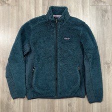 Vintage Patagonia Retro-X Deep Pile Jacket Womens Large Full Zip Green Blue