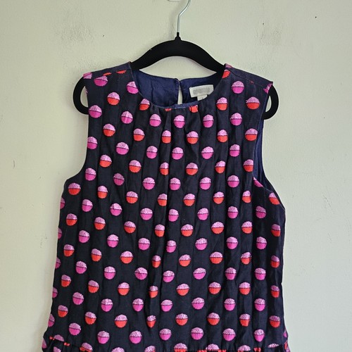 Gymboree sleeveless dress with pink/ navy polka dots, flared skirt, 7T. - Picture 2 of 8