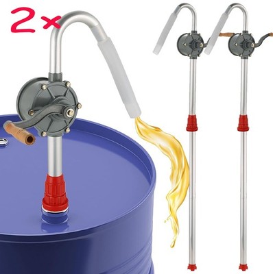 2×50'' Drum Rotary Barrel Pump Hand Crank Diesel Fuel Oil Transfer Pump 55 Gallon