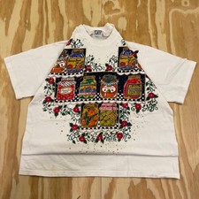 Vintage 1993 “Jam Preserves” Fun Art T-Shirt – White – Made in USA – One Size
