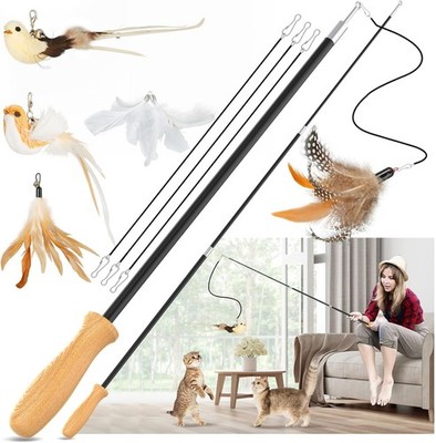 Cat Teaser Wand Toys Interactive Bird Toys Indoor Kittens 42.15   Long Cat