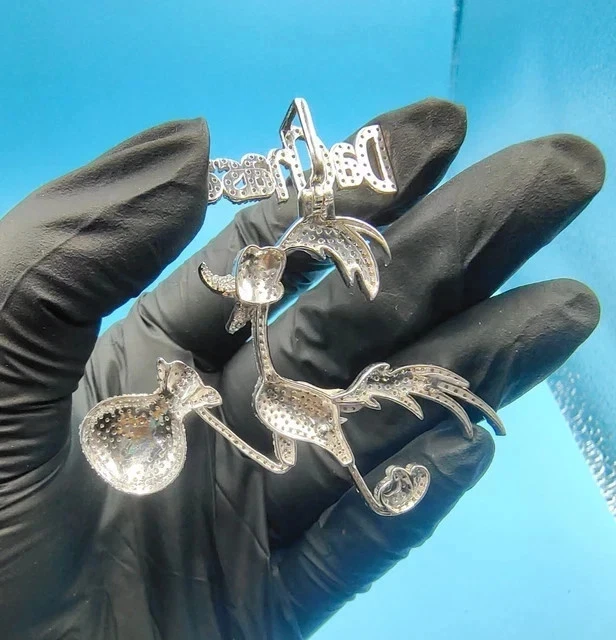 2.40Ct Round Cut Real Moissanite Custom Cartoon Pendant 14K White Gold Plated - Image 3 of 4