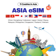 Asia Travel eSIM Japan 10 Countries, High-Speed Data, 7 30 Days Valid