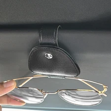 2 Packs Sunglasses Holders for Car Visor - Magnetic Leather Sunglasses Holder...