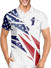 Funny Patriotic Golf Shirts for Men Crazy Print Pattern Mens Polo Shirts, X-L...