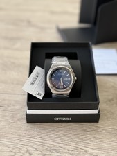 Citizen Zenshin Super Titanium Eco-Drive AW0130-85L Blue Dial Unworn Box & Links