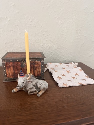 Camp Hollow Year Of The Ox Cake Topper Birthday Candle Holder, Box and Bag