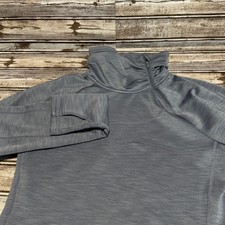 Athleta Gray Space Dye Funnel Neck Fleece Pullover Thumbholes Womens Medium