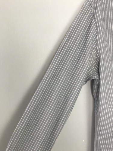 EASY SHIRT LARGE GREY Striped White Collar Button Up Long Sleeve PEAKY BLINDERS - Picture 10 of 22