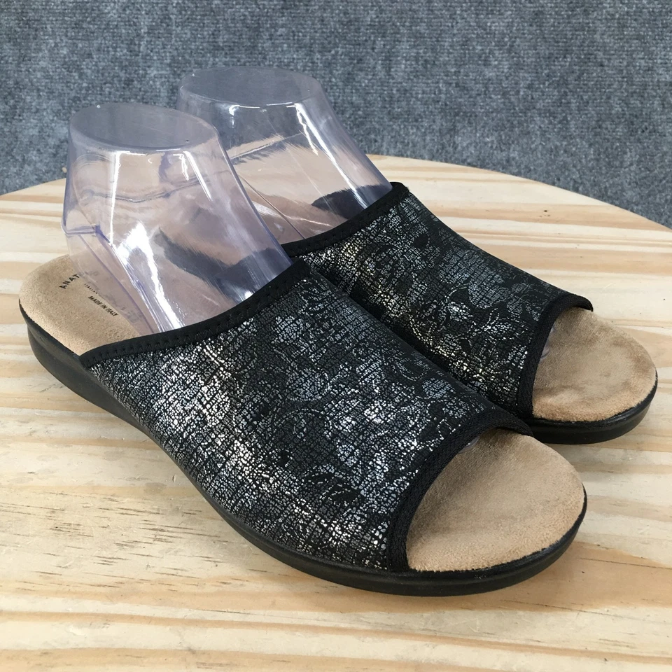 Flexus By Spring Step Sandals Womens 42 Nyaslide Casual Slip On Metallic Black - Image 3 of 4