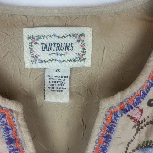 Womens Tunic Top Womens 2X Beige Faux Suede Textured Boho Hippie Western - Picture 10 of 10