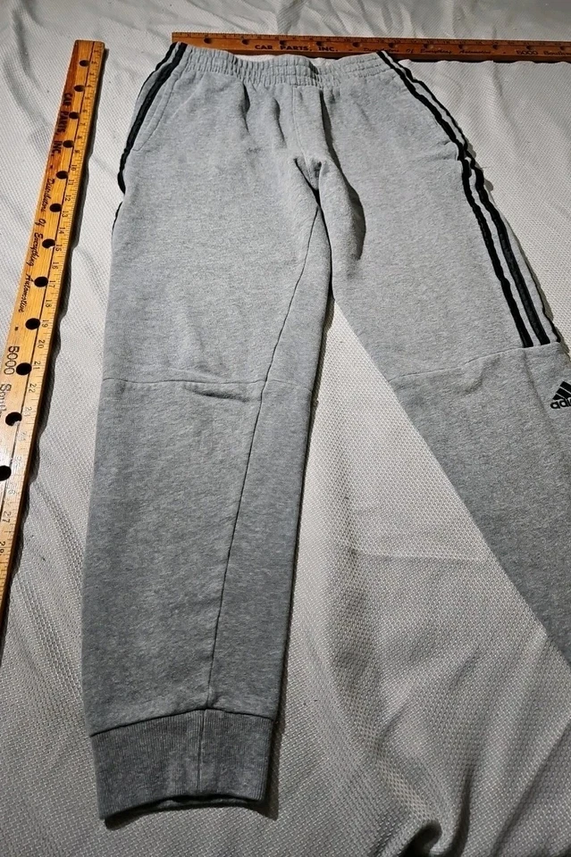 Adidas Pants Youth Boys Large 14/16 Gray Jogger Casual Stretch Active Striped  - Image 4 of 4