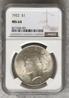 1922 PEACE SILVER DOLLAR NGC MS64