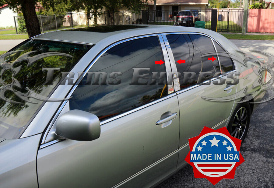 fit:2001-2006 Lexus LS 430 LS430 6Pc Chrome Pillar Post Stainless