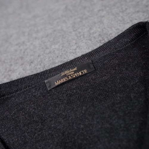 VINTAGE St Michael Sweater Mens XL Charcoal Gray Wool Acrylic Sporty Monochrome - Picture 4 of 12