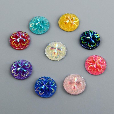 60pcs 12mm Round Shape Bump Ore Surface AB Flatback Resin Rhinestone Bead Crafts