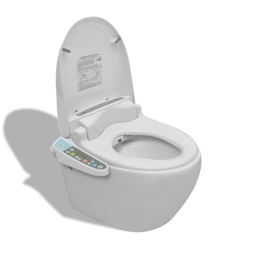WallHung Toilet Electric Bidet ToiletSeat Washlet Toilet Kit Ceramic White✓