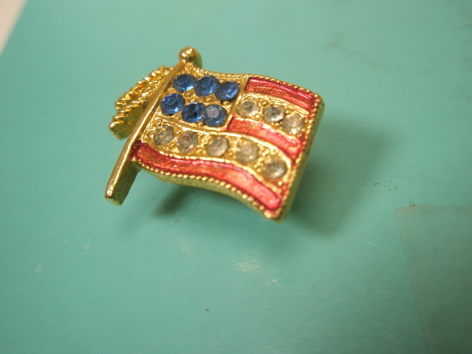 American Flag Rhinestone US Vintage Tie Tack Lapel Pin old glory t120