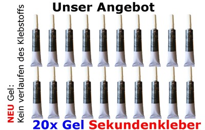20 Stück Sekundenkleber SUPER GLUE Gel  tropft-nicht Modellbau
