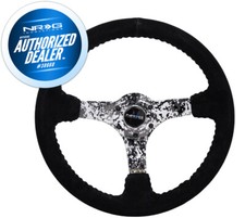 New Nrg Deep Dish Steering Wheel 350mm Black Suede Black Stitching Rst-036dc-s