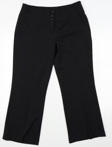 F\u0026F Womens Black Striped Trousers Size 