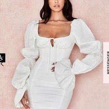 HOUSE OF CB 'Elsie' White Puff Sleeve Corset Dress XS 6 / 8 MM 3622