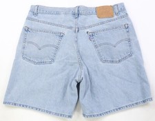 Rare VTG LEVI  S STRAUSS 550 Zip Fly Relaxed Fit Denim Shorts 90s Light Blue 38