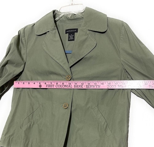 Rafaella Women's Lightweight Cotton Spring Summer Jacket 3/4 Sleeve Olive Green - Picture 3 of 7
