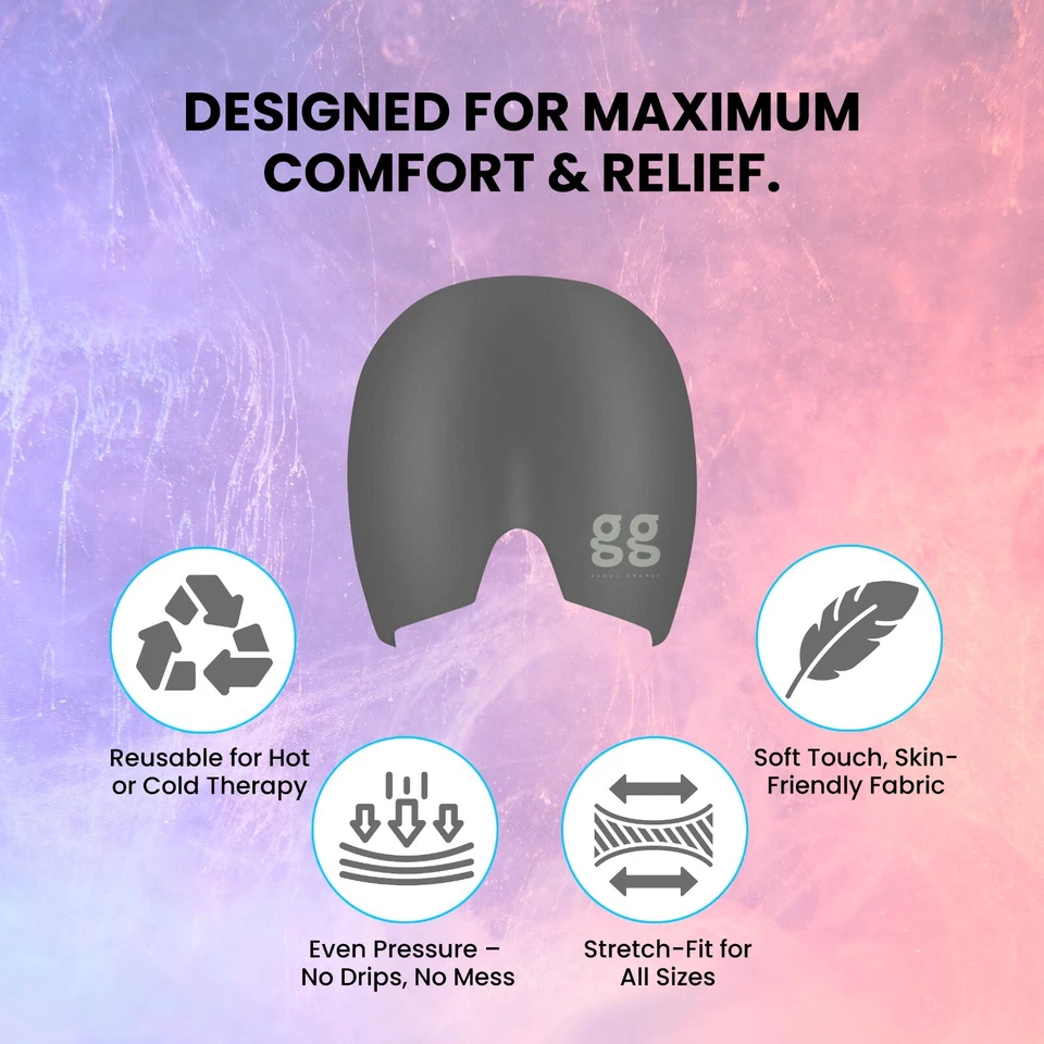 Cold Compress Head Wrap Migraine, Headache & Sinus Relief Hot/Cold Gel Ice Hat - Image 4 of 4