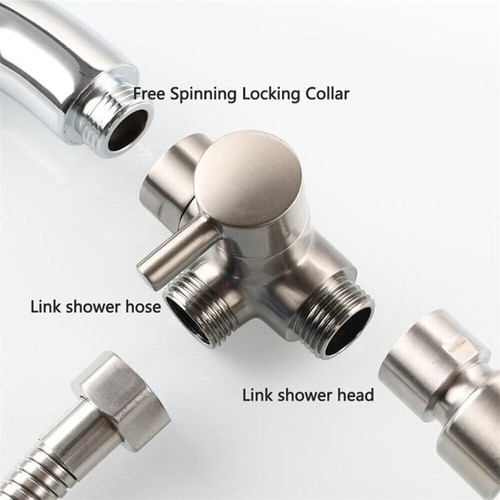 3 Way T-adapter G1/2 Shower Head Bracket Mount Valve Splitter Diverter Connector - Picture 13 of 16