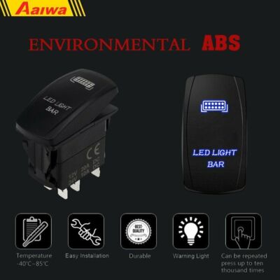 5Pin Laser Toggle Rocker Switch LED Interior Light On-Off UTV Truck 20A 12V Blue